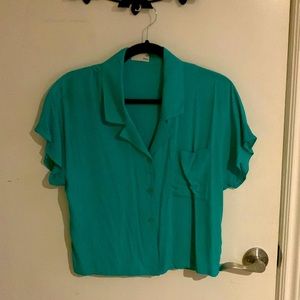 Brand: Wilfred free (Aritzia), turquoise blouse, worn once, XS